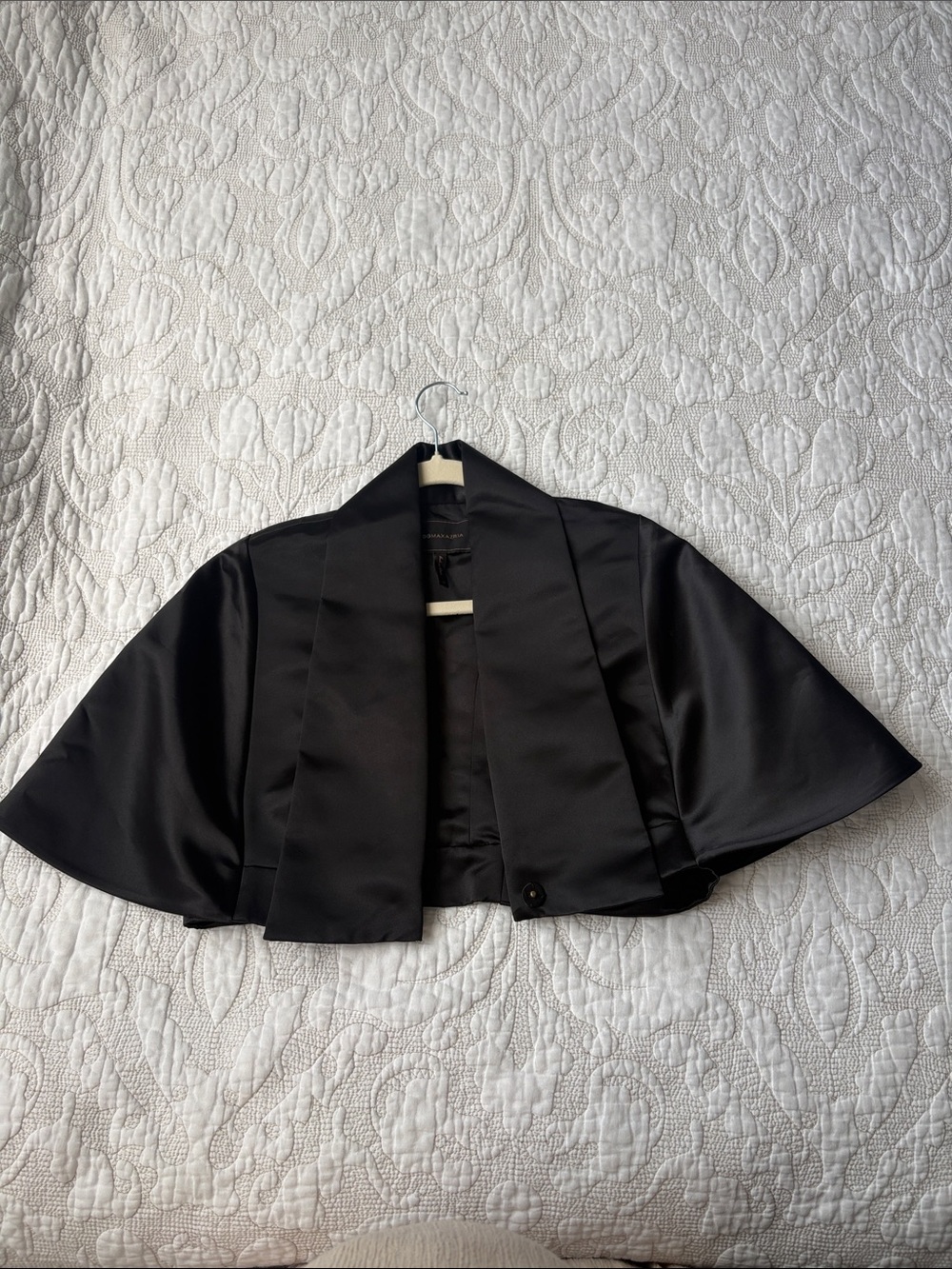 BCBG Vintage Satin Capelet Jacket - Elegant Short Cape